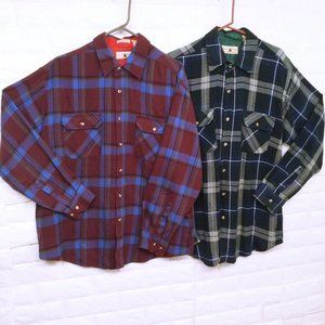 Lot of 2 '90s Northwest Territory Plaid Shackets Over-Shirt -L Pockets Navy Wine